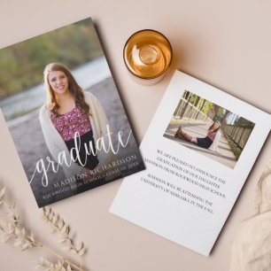Modern Script 2 Photo Afstuderen aangekondigd Kaart