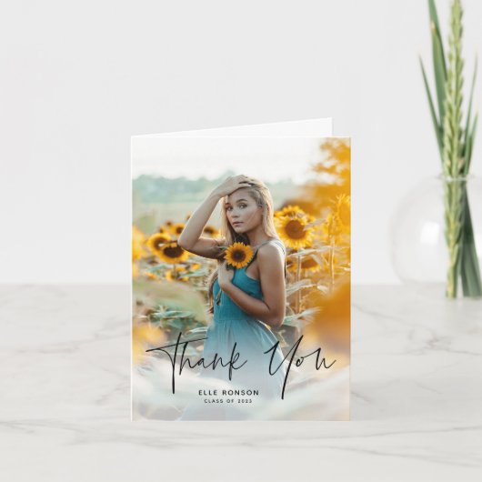 Modern Script 2 Photo Afstuderen Bedankkaart (Voorkant)