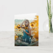Modern Script 2 Photo Afstuderen Bedankkaart (Voorkant)