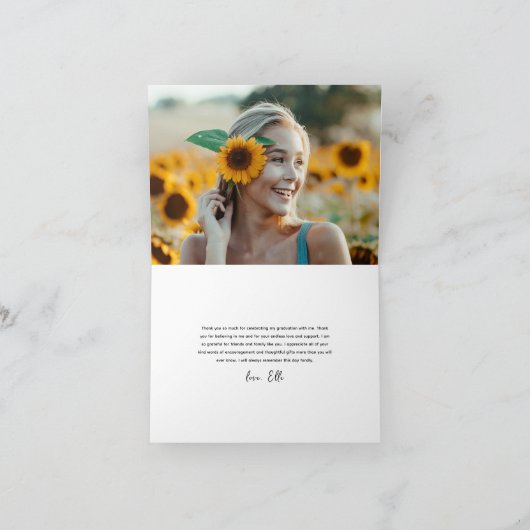 Modern Script 2 Photo Afstuderen Bedankkaart (Binnen)