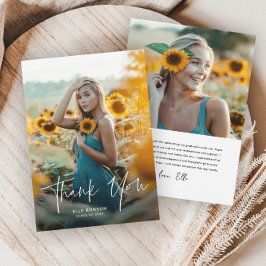 Modern Script 2 Photo Afstuderen Bedankkaart