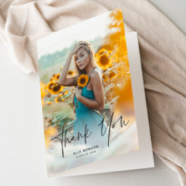 Modern Script 2 Photo Afstuderen Bedankkaart