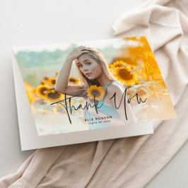 Modern Script 2 Photo Afstuderen Bedankkaart