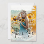 Modern Script 2 Photo Afstuderen Bedankkaart (Voorkant)