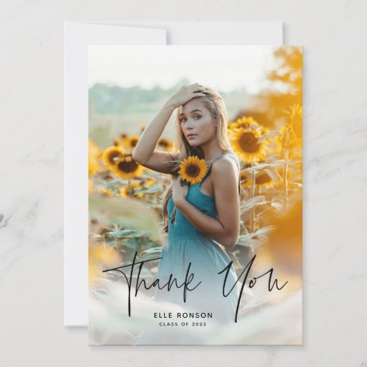 Modern Script 2 Photo Afstuderen Bedankkaart (Voorkant)
