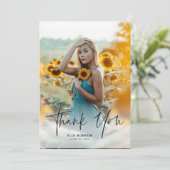 Modern Script 2 Photo Afstuderen Bedankkaart (Staand voorkant)