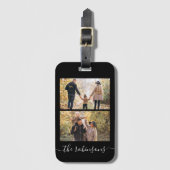 Modern script 2 Photo Collage Bagagelabel (Voorkant (verticaal))