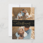 Modern script 2 Photo Collage-kerstkaart Kaart (Voorkant)
