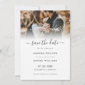 Modern script 2 Photo Wedding Save the Date Kaarte Aankondiging (Voorkant)