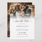 Modern script 2 Photo Wedding Save the Date Kaarte Aankondiging (Voorkant / Achterkant)
