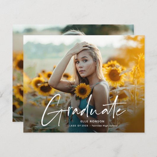 Modern Script 2 Uitnodiging fotograaf (Voorkant / Achterkant)