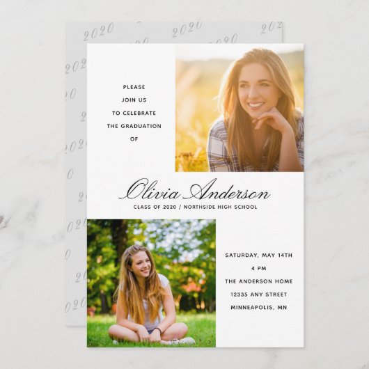 Modern Script 2 Uitnodiging fotograaf (Voorkant / Achterkant)