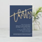 MODERN SCRIPT 30 verjaardagsfeest marine goud glit Kaart (Staand voorkant)