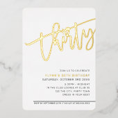 MODERN SCRIPT 30e verjaardag van elegant goud Folie Uitnodiging (Voorkant)