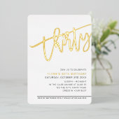 MODERN SCRIPT 30e verjaardag van elegant goud Folie Uitnodiging (Staand Voorkant)