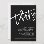MODERN SCRIPT 30e verjaardag zwart wit Kaart (Voorkant)