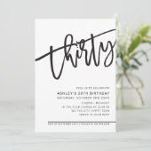 MODERN SCRIPT 30e verjaardag zwart wit Kaart (Staand voorkant)