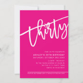 MODERN SCRIPT 30e verjaardagsfeestje heet roze wit Kaart (Voorkant)
