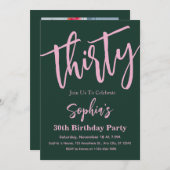 Modern Script 30th Birthday Party Foto Kaart (Voorkant / Achterkant)