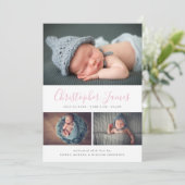 Modern script 3 Aankondiging geboorte foto-collage (Staand voorkant)