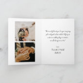 Modern script 3 foto bruiloft bedankt je kaart (Binnen)