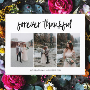 Modern Script 3 foto bruiloft dank u Briefkaart