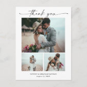 Modern Script 3 foto bruiloft dank u Briefkaart (Voorkant)