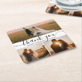 Modern Script 3 foto bruiloft Dank u Kartonnen Onderzetters (Schuin)