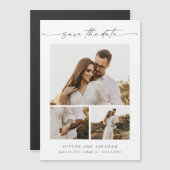 Modern Script 3 Foto Bruiloft Save the Date Magnet (Voorkant / Achterkant)