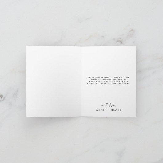 Modern script 3 Foto Collage Folded Wedding Dank Bedankkaart (Binnen)