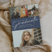 Modern script 3 Foto Collage Graduation Party Kaart