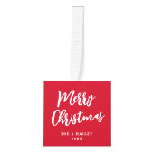 Modern Script 3 Foto Sneeuwvlok Kerstmis Rood Decoratie (Voorkant)