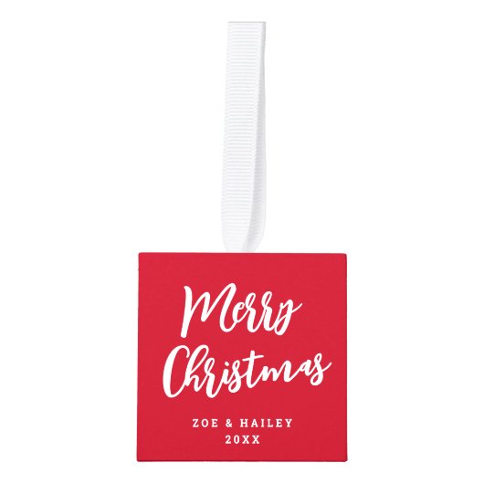 Modern Script 3 Foto Sneeuwvlok Kerstmis Rood Decoratie (Voorkant)