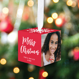 Modern Script 3 Foto Sneeuwvlok Kerstmis Rood Decoratie