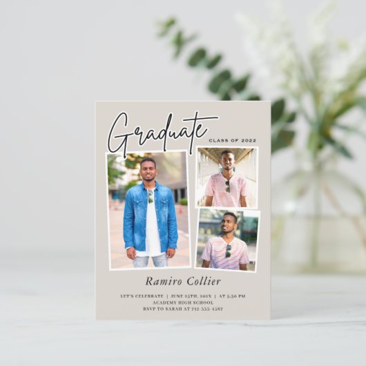 Modern script 3 Fotografie-uitnodigingen (Staand voorkant)