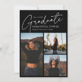 Modern Script 3 Foto's Geometrisch Afstuderen Aankondiging (Voorkant)