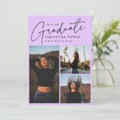 Modern Script 3 Foto's Geometrisch Afstuderen Aankondiging (Staand voorkant)