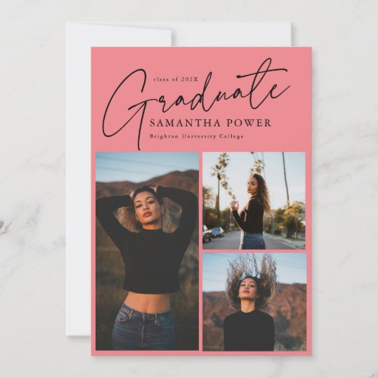 Modern Script 3 Foto's Geometrisch Afstuderen Aankondiging (Voorkant)