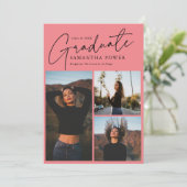 Modern Script 3 Foto's Geometrisch Afstuderen Aankondiging (Staand voorkant)