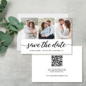 Modern script 3 Foto's QR CODE Wedding website Save The Date