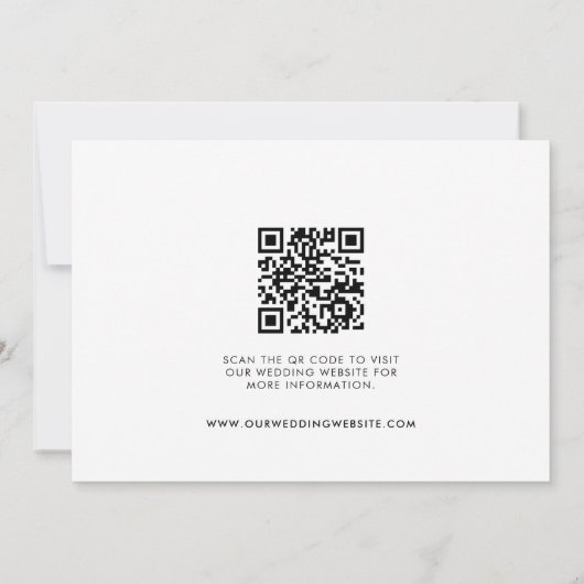 Modern script 3 Foto's QR CODE Wedding website Save The Date (Achterkant)