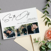 Modern script 3 foto's simpele bruiloft save the date