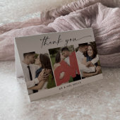 Modern script 3 Fotosjabloon Gevouwen Dank u Bedankkaart