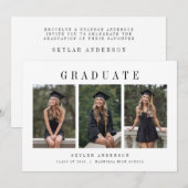 Modern Script 3 Photo Collage Graduation  Kaart (Voorkant / Achterkant)