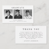 Modern Script 3 Photo Collage Graduation Thank You Informatiekaartje (Voorkant / Achterkant)