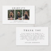 Modern Script 3 Photo Collage Graduation Thank You Informatiekaartje (Voorkant / Achterkant)