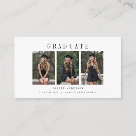 Modern Script 3 Photo Collage Graduation Thank You Informatiekaartje