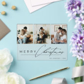 Modern Script 3 Photo Collage Merry Christmas Card Acryl Uitnodigingen (Insitu (Huwelijk))