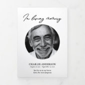 Modern Script 3-Photo Trifold Funeral Program Drieluik Programma (Cover)