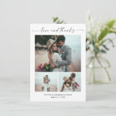 Modern script 3 Photo Wedding Bedankkaart (Staand voorkant)